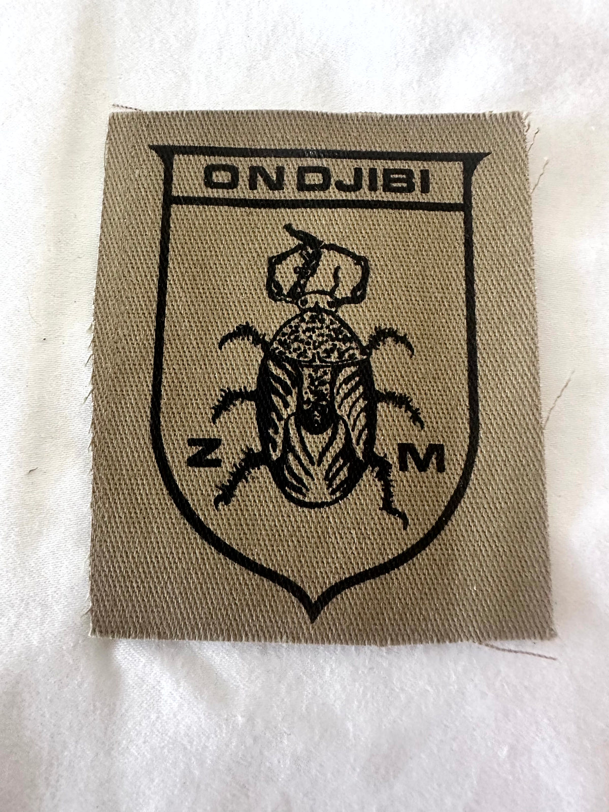 Koevoet Ondjibi ZM original khaki shield patch with beetle