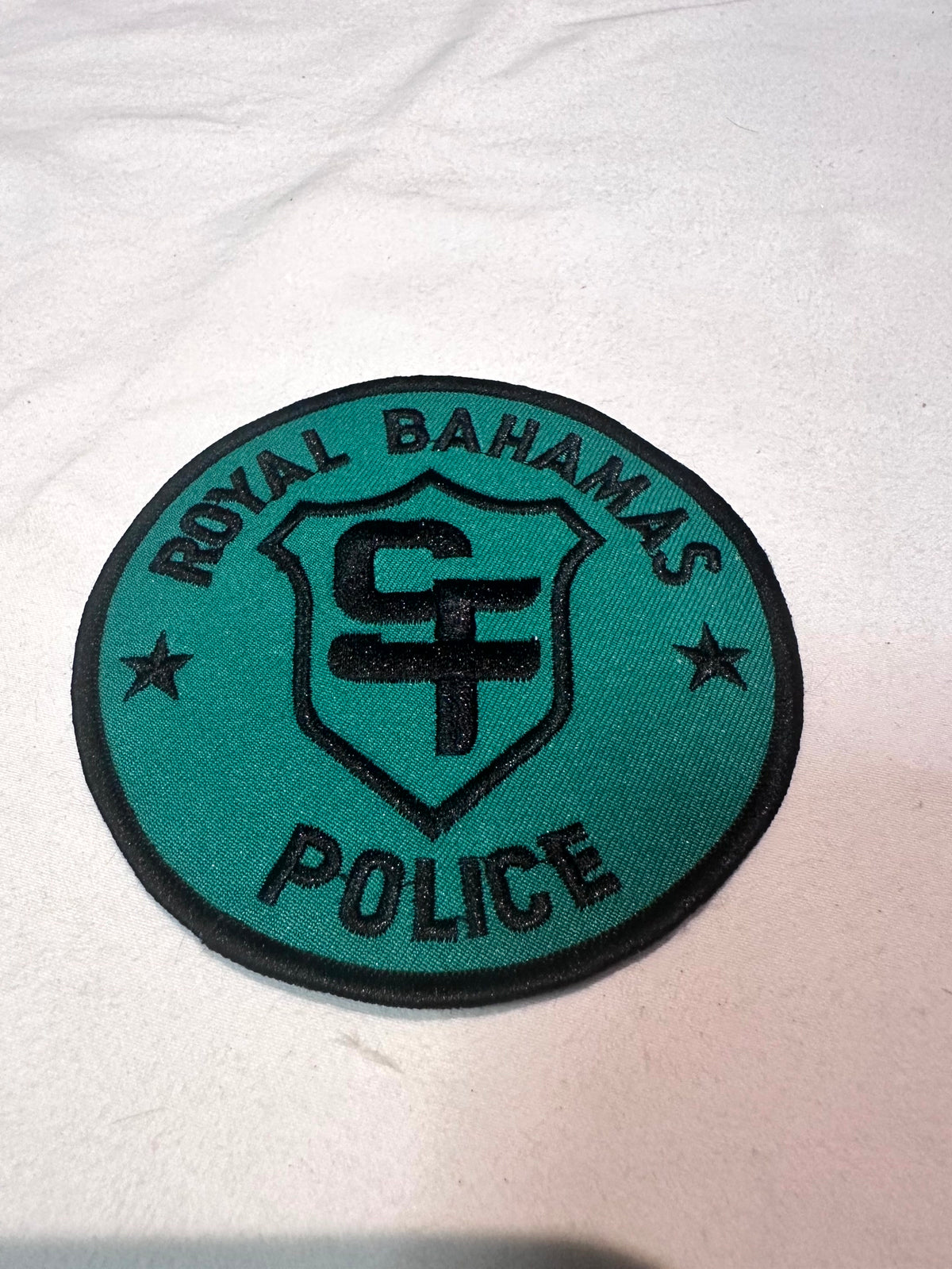 Royal Bahamas Police teal and black embroidered patch